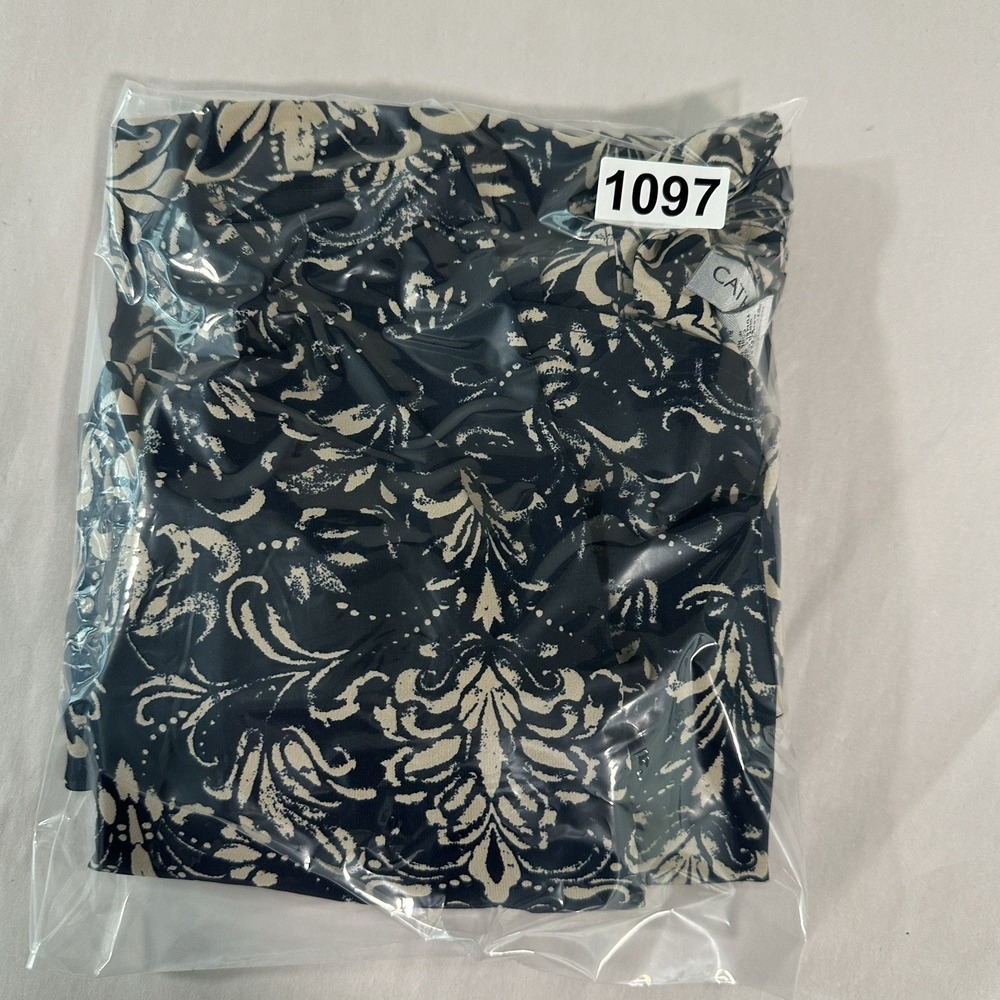 Catherines Blouse Womens 2X Plus Navy Blue Floral Print Button Front Tunic Top - Picture 9 of 9